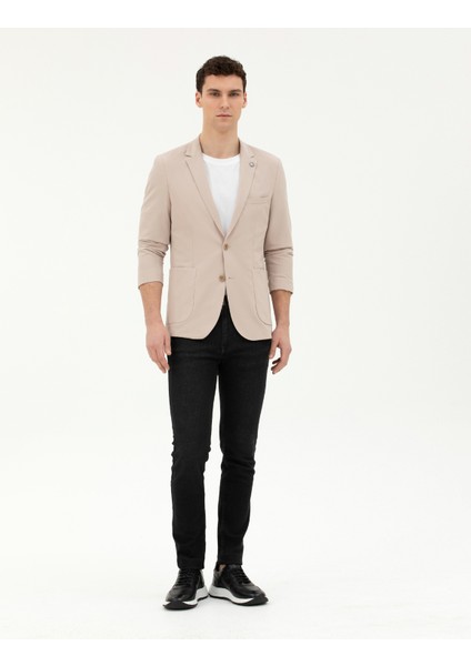 Erkek Bej Esnek Fit Blazer Ceket 50287775-VR011