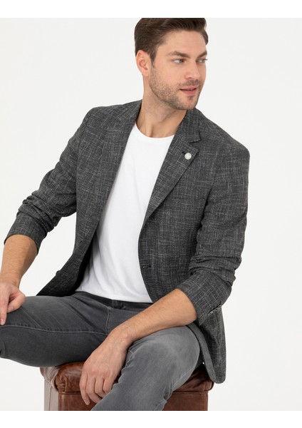 Erkek Siyah Slim Fit Ceket 50288523-VR046