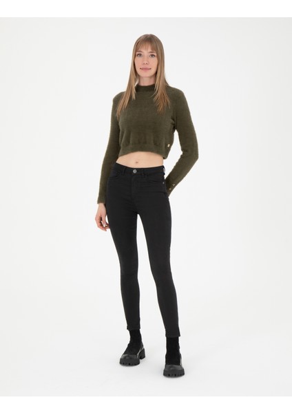 Kadın Kahverengi Crop Top Kazak 50276229-VR238