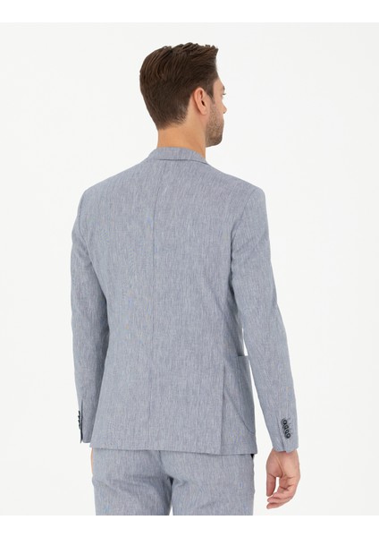 Erkek Koyu Mavi Ex. Slim Fit Keten Karışımlı Ceket 50284935-VR032 indirimleri