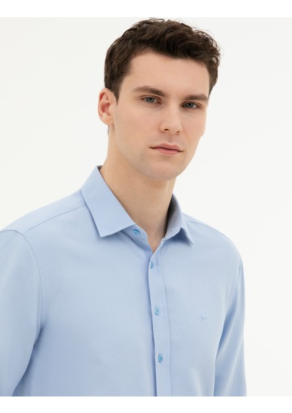 Erkek Koyu Mavi Slim Fit Uzun Kollu Gömlek 50285594-VR032