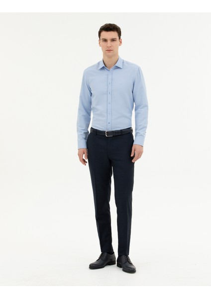 Erkek Koyu Mavi Slim Fit Uzun Kollu Gömlek 50285594-VR032