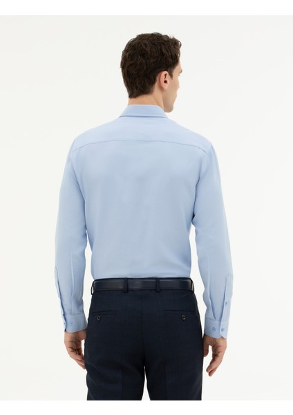 Erkek Koyu Mavi Slim Fit Uzun Kollu Gömlek 50285594-VR032
