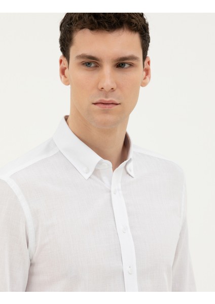 Erkek Beyaz Slim Fit Uzun Kollu Gömlek 50283343-VR013 fiyatları