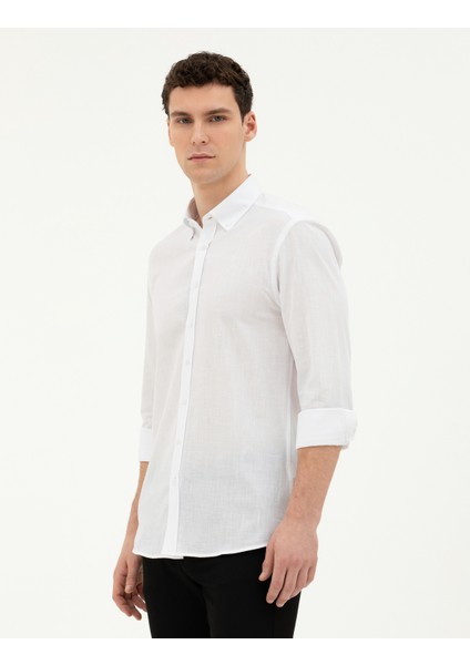 Erkek Beyaz Slim Fit Uzun Kollu Gömlek 50283343-VR013 modelleri
