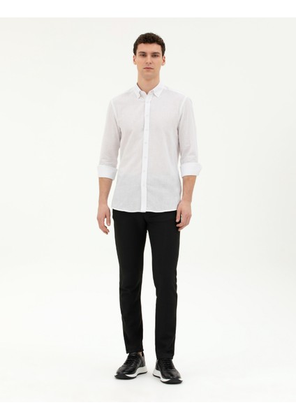 Erkek Beyaz Slim Fit Uzun Kollu Gömlek 50283343-VR013 fırsatları