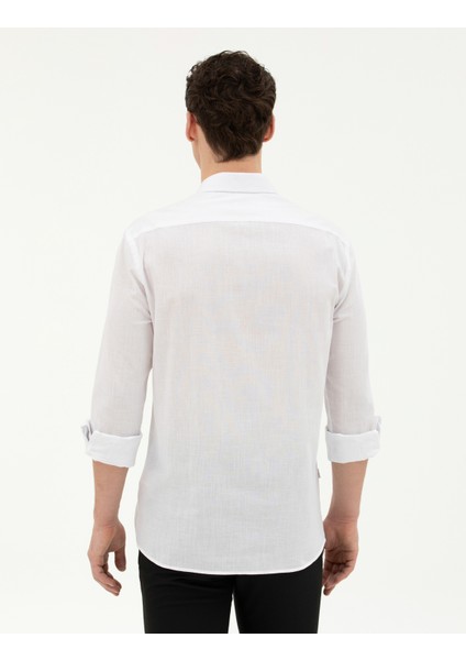 Erkek Beyaz Slim Fit Uzun Kollu Gömlek 50283343-VR013 indirimleri