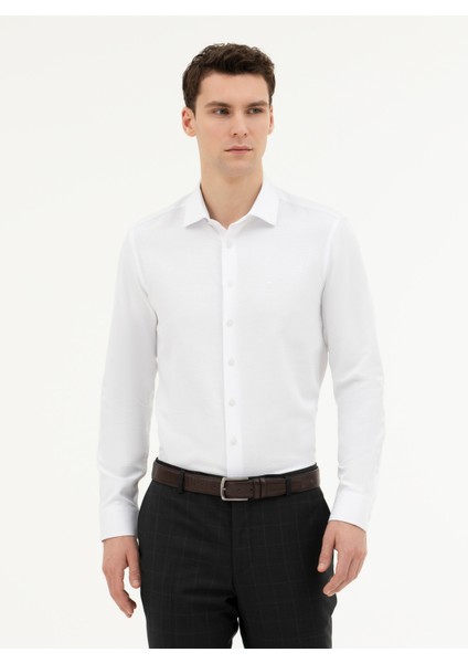 Pierre Cardin Erkek Beyaz Slim Fit Uzun Kollu Gömlek 50282965-VR013