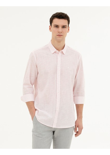 Erkek Açık Pembe Regular Fit Uzun Kollu Gömlek 50284926-VR078