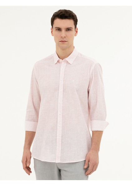 Erkek Açık Pembe Regular Fit Uzun Kollu Gömlek 50284926-VR078