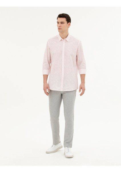 Erkek Açık Pembe Regular Fit Uzun Kollu Gömlek 50284926-VR078