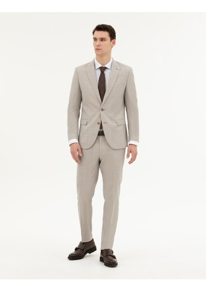 Erkek Bej Ex. Slim Fit Yün Takım Elbise 50285280-VR011