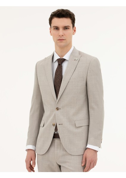 Erkek Bej Ex. Slim Fit Yün Takım Elbise 50285280-VR011
