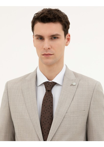 Erkek Bej Ex. Slim Fit Yün Takım Elbise 50285280-VR011