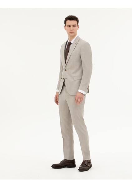 Erkek Bej Ex. Slim Fit Yün Takım Elbise 50285280-VR011