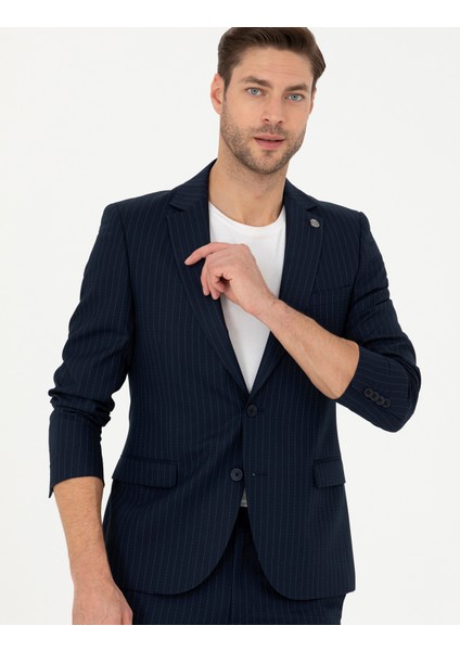 Erkek Lacivert Ex. Slim Fit Çizgili Takım Elbise 50287193-VR033 fiyatları