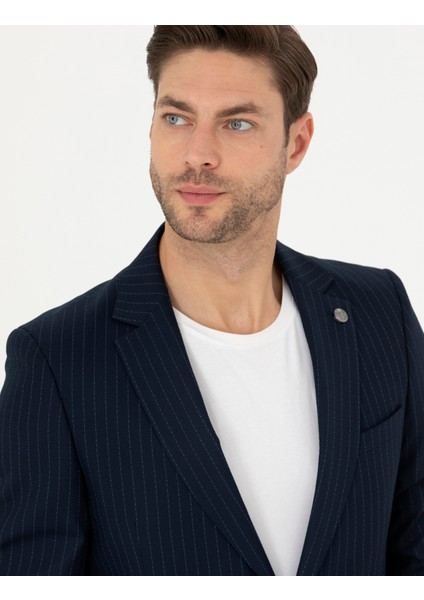 Erkek Lacivert Ex. Slim Fit Çizgili Takım Elbise 50287193-VR033 modelleri
