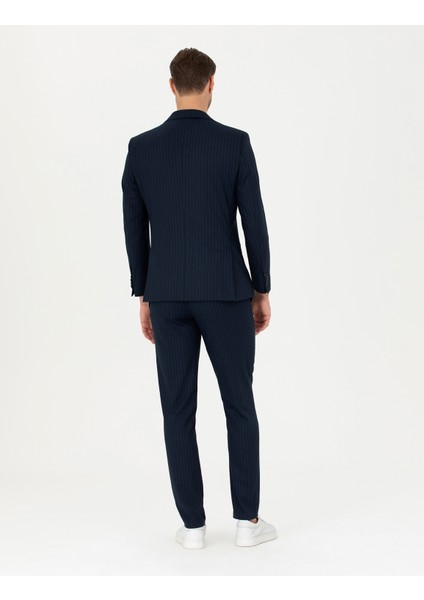 Erkek Lacivert Ex. Slim Fit Çizgili Takım Elbise 50287193-VR033 indirimleri