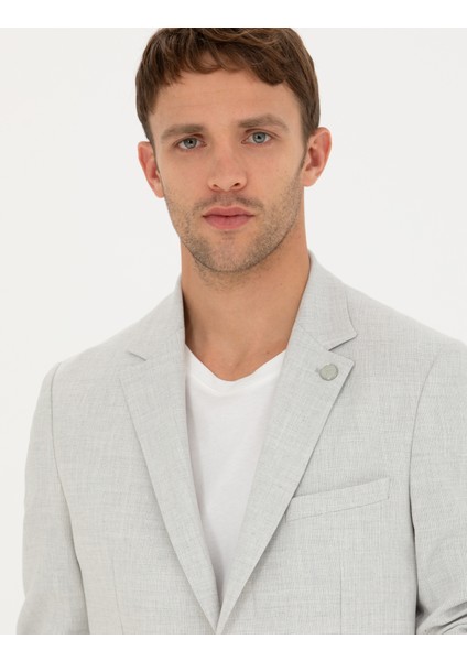 Erkek Açık Gri Ex. Slim Fit Keten Karışımlı Ceket 50285142-VR001 fiyatları