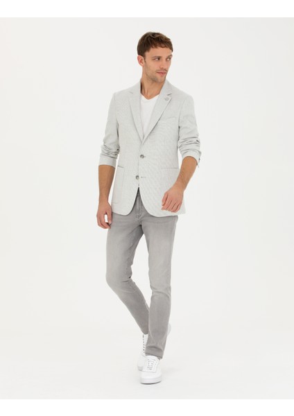 Erkek Açık Gri Ex. Slim Fit Keten Karışımlı Ceket 50285142-VR001 fırsatları