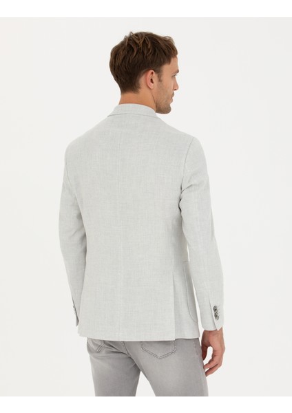 Erkek Açık Gri Ex. Slim Fit Keten Karışımlı Ceket 50285142-VR001 indirimleri
