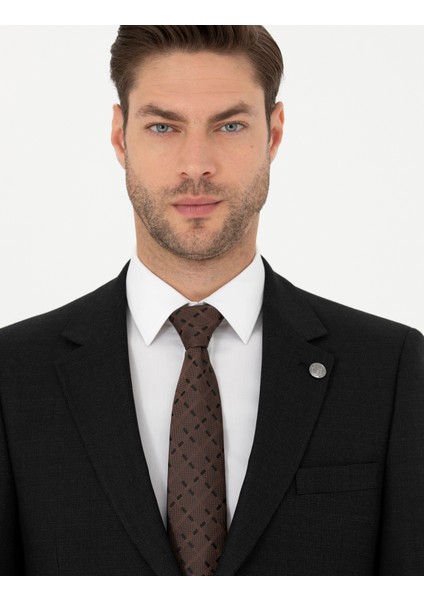 Erkek Siyah Slim Fit Çizgili Takım Elbise 50288211-VR046