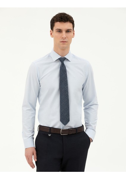 Erkek Açık Mavi Slim Fit Uzun Kollu Basic Gömlek 50285562-VR003