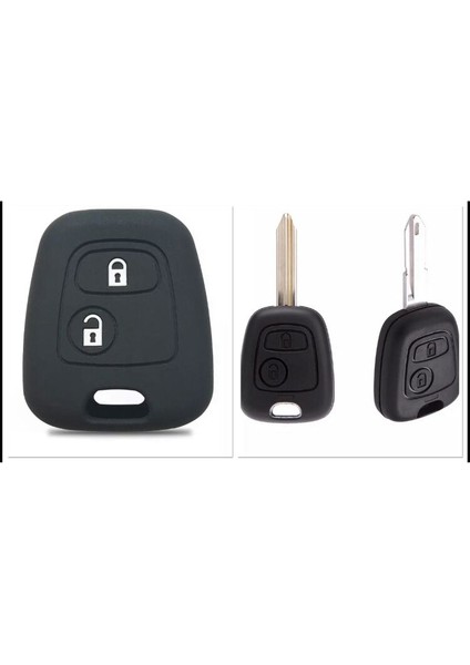 Peugeot 206 207 Citröen C2 C4 Uyumlu 2 Tuşlu Silikon Anahtar Koruma Kılıfı