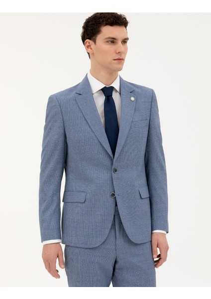 Erkek Koyu Mavi Slim Fit Yün Takım Elbise 50285420-VR032