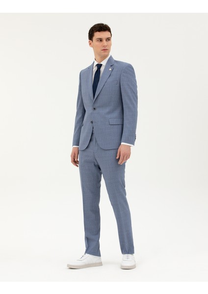 Erkek Koyu Mavi Slim Fit Yün Takım Elbise 50285420-VR032