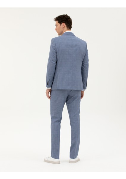 Erkek Koyu Mavi Slim Fit Yün Takım Elbise 50285420-VR032
