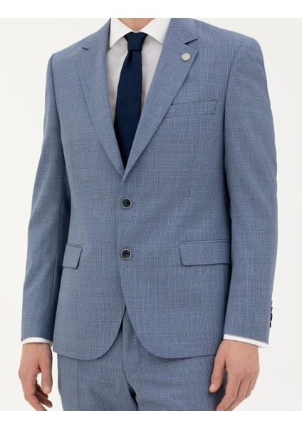 Erkek Koyu Mavi Slim Fit Yün Takım Elbise 50285420-VR032