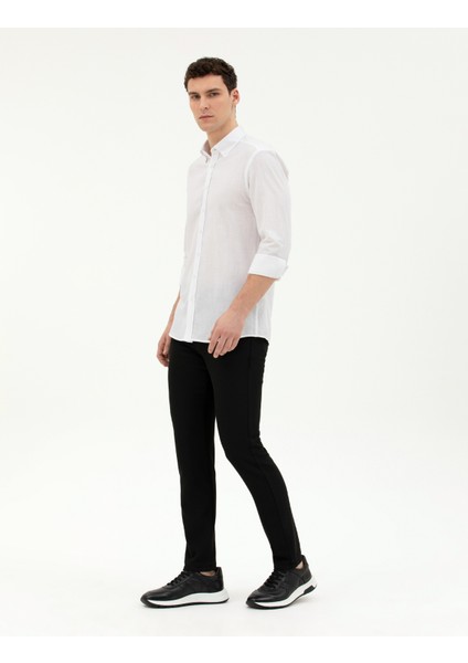 Erkek Siyah Slim Fit Jogger Kanvas Pantolon 50284271-VR046