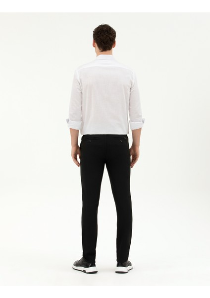 Erkek Siyah Slim Fit Jogger Kanvas Pantolon 50284271-VR046