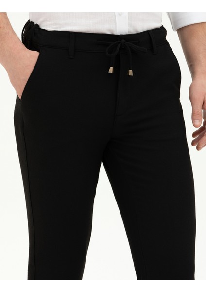 Erkek Siyah Slim Fit Jogger Kanvas Pantolon 50284271-VR046