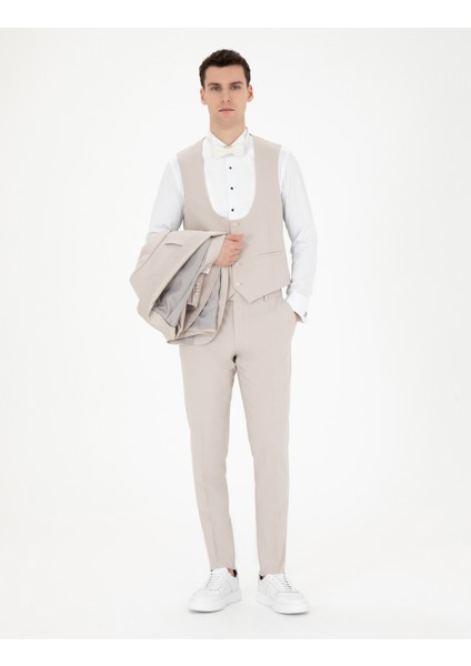 Erkek Bej Ex. Slim Fit Yelekli Smokin 50288078-VR011 fiyatları