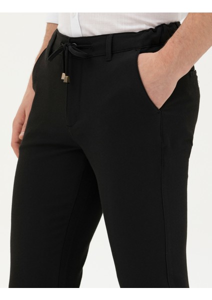 Erkek Siyah Slim Fit Jogger Kanvas Pantolon 50284271-VR046