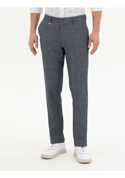Erkek Lacivert Slim Fit Kumaş Pantolon 50288647-VR033