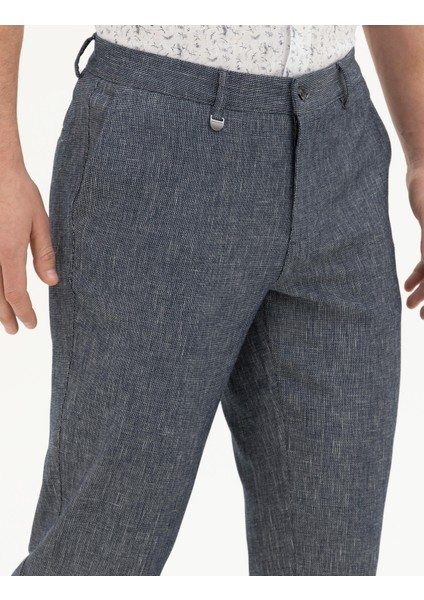 Erkek Lacivert Slim Fit Kumaş Pantolon 50288647-VR033
