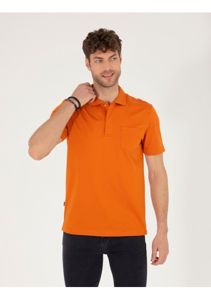 Erkek Kahverengi Regular Fit Polo Yaka Merserize Tişört 50262668-VR040