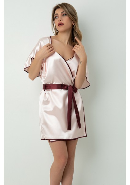 Saten Kuşaklı Biye Detaylı Sabahlık indirimleri