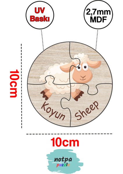 Türkçe-Ingilizce Ilk Puzzle'm Sevimli Hayvanlar Serisi 10'lu Set