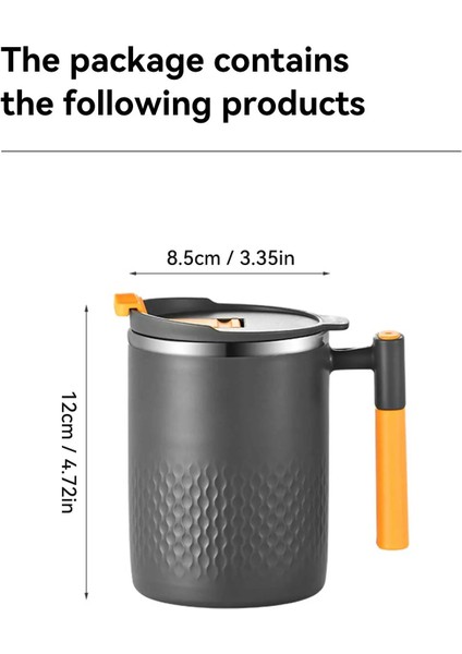 Paslanmaz Çelik Kahve Fincanı Kapaklı Kupa Kahve Kupa Çift Duvar Saplı Isıya Dayanıklı Drinkware (Yurt Dışından)