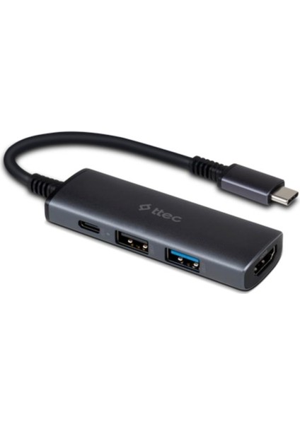 4in1 100W Type C Çoğaltıcı Çevirici Hub, 2x Usb, 1x Pd Type C ve 1x 4K Hdmi Girişli Çoğaltıcı Adaptör