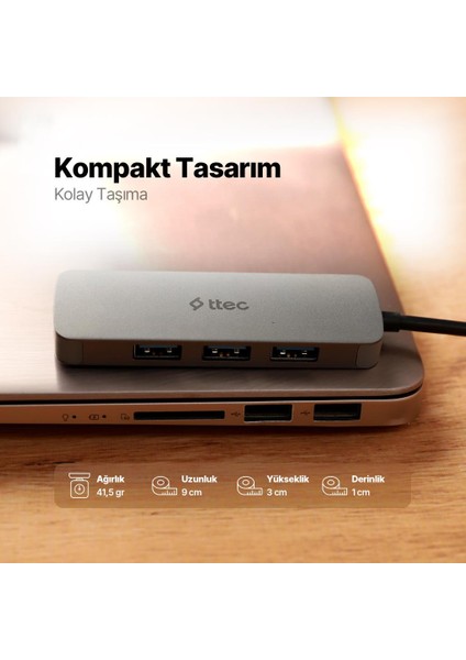 4in1 Type C To 4x USB 3.2 Gen1 Çoğaltıcı Çevirici Hub, 5gbps Yüksek Hızlı Veri Aktarımlı Adaptör