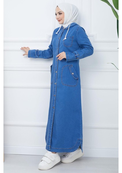 Kapşonlu Kot Kap Mavi HM2344 fiyatları