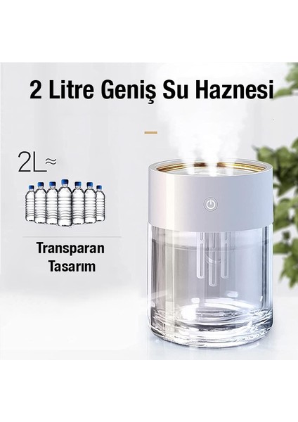 LED Işıklı 3 Üfleme Kanallı 2l Su Kapasiteli Hava Nemlendirici indirimleri