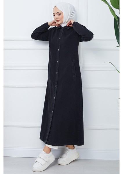 Düğmeli Kot Kap Siyah HM2345 fiyatları