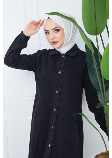 Düğmeli Kot Kap Siyah HM2345 modelleri