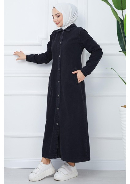 Düğmeli Kot Kap Siyah HM2345 fırsatları